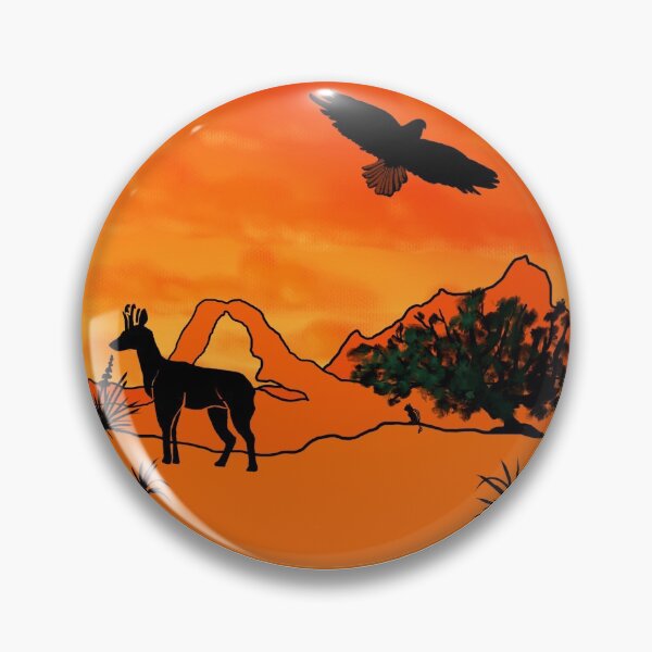 Item preview, Desert - pronghorn antelope and hawk designed and sold by Fernheart Designs.