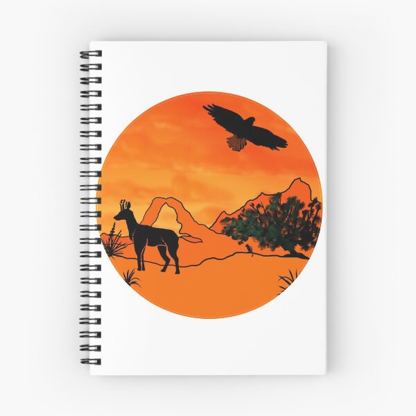 Item preview, Desert - pronghorn antelope and hawk designed and sold by Fernheart Designs.