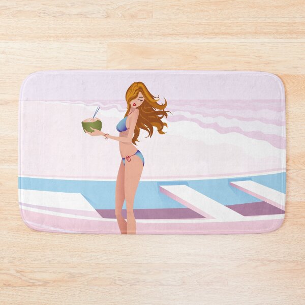 Item preview, Bikini girl at pink beach designed and sold by LEGADOVISUAL.