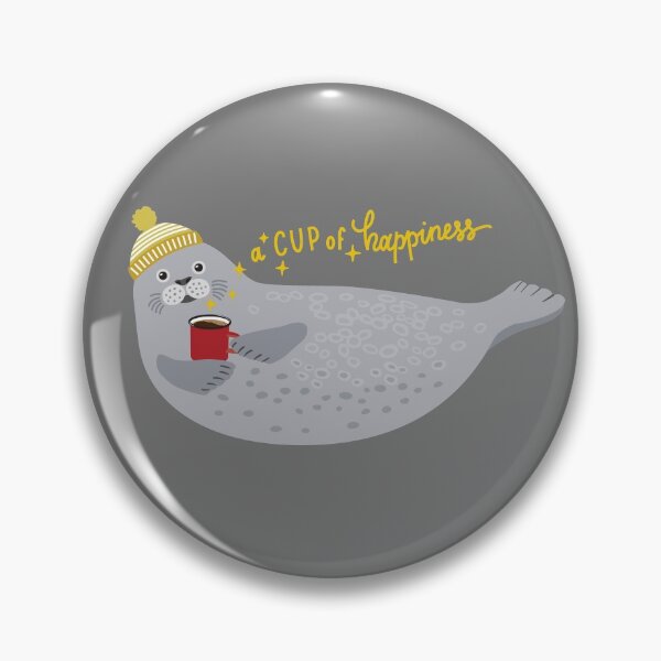 Item preview, Cute seal and lettering a cup of happiness  designed and sold by Darina Gulbina.