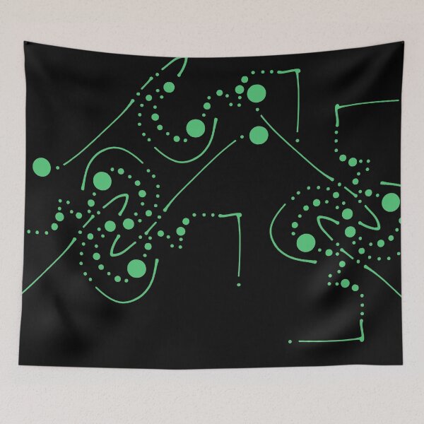 Item preview, Funky Abstract Circle Walkways Emerald Green on Black designed and sold by that5280lady.