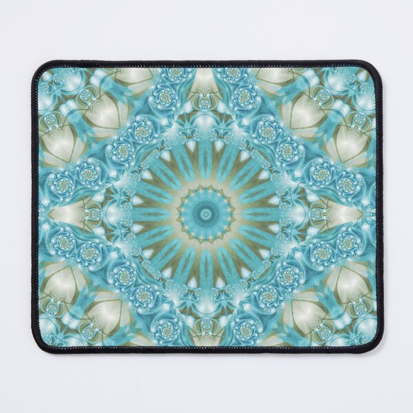 Item preview, Turquoise and Gold Mandala Tile designed and sold by Kelly Dietrich Mandala & Fractal Art.