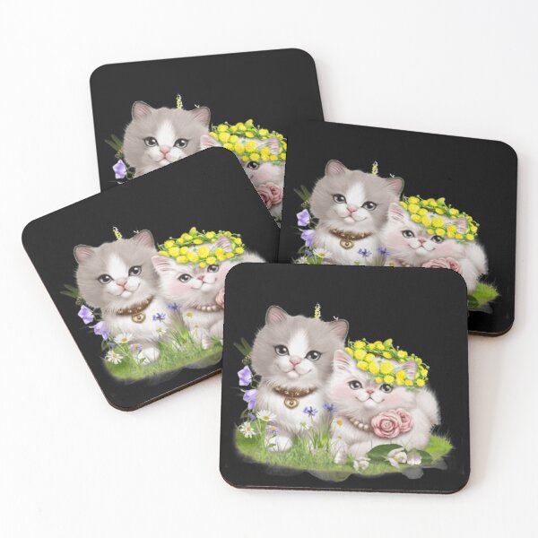 Item preview, white cat with flower designed and sold by kadashirt.