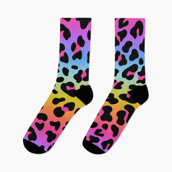 Item preview, Rainbow Leopard Funny Happy Socks Gift Idea For Men Women Girls Boys designed and sold by NOorYES.