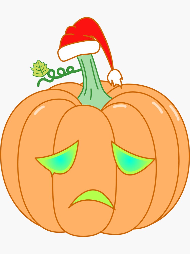 Thumbnail 3 of 3, Sticker, Sad Christmas Pumpkin designed and sold by JTatum95.