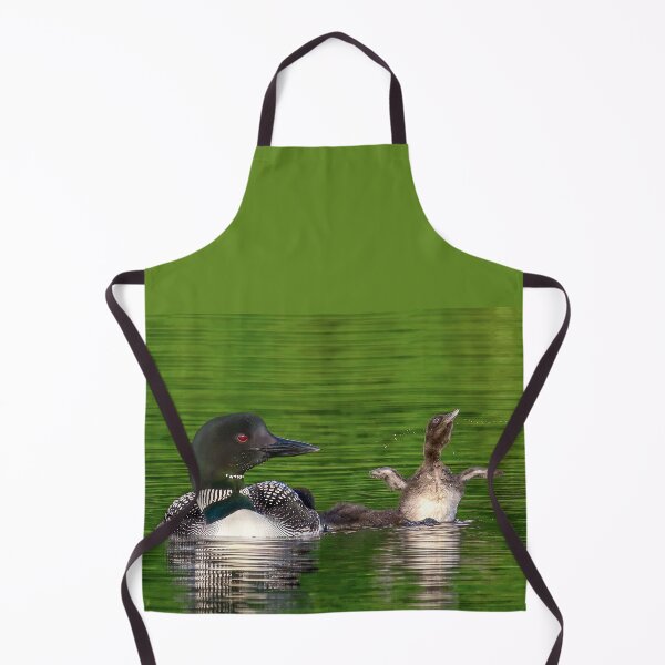 Item preview, Common Loon with Baby doing a wing flap designed and sold by LindaCPhoto.