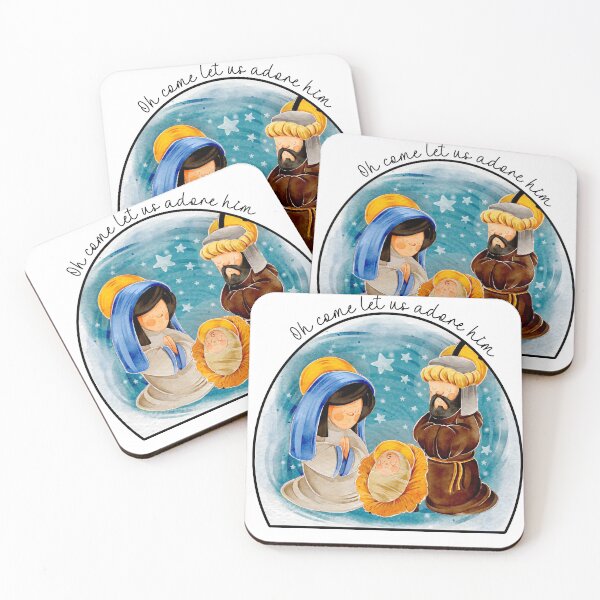 Item preview, Oh come let us adore him nativity watercolor design designed and sold by adriana-holmes.