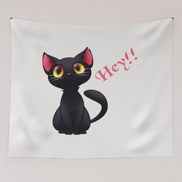 Item preview, Cute Black Cat Says Hey  designed and sold by Hanaahashem.