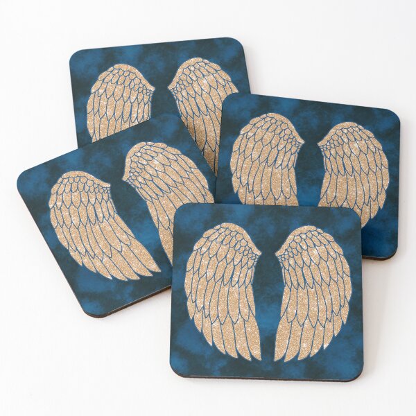 Item preview, Gold Angel Wings on Dark Blue designed and sold by Julie Erin Designs.