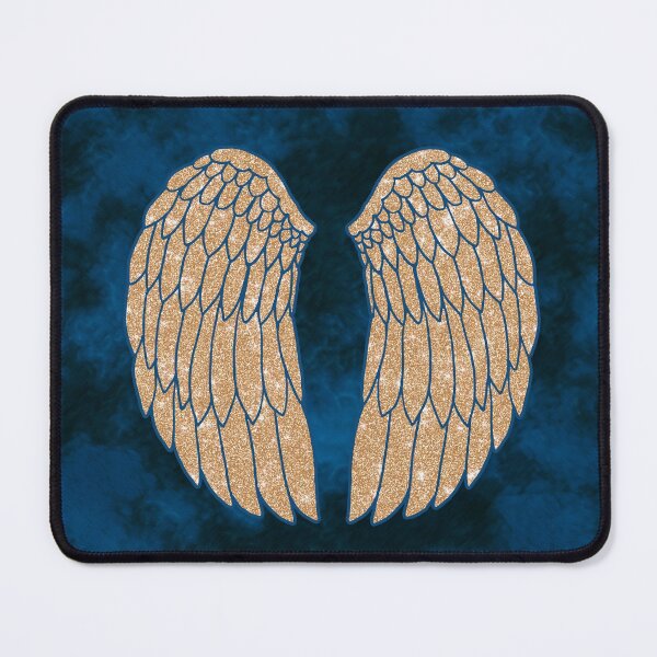 Item preview, Gold Angel Wings on Dark Blue designed and sold by Julie Erin Designs.