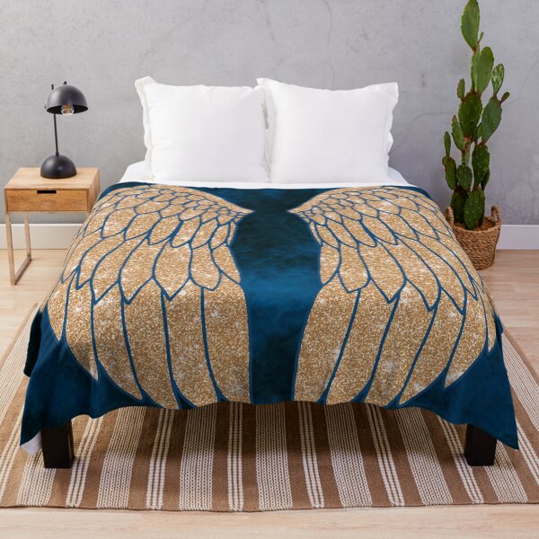 Item preview, Gold Angel Wings on Dark Blue designed and sold by Julie Erin Designs.