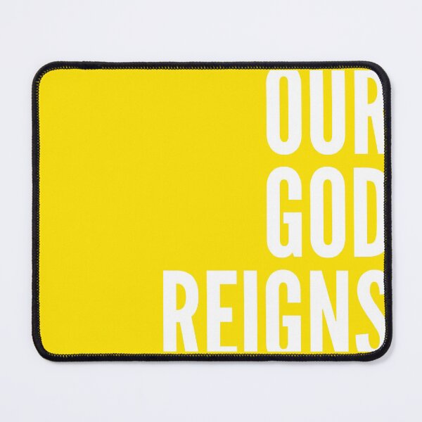 Item preview, Our God Reigns | White on Yellow designed and sold by WordsToArt.