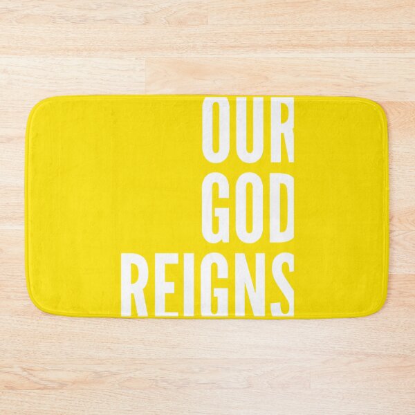 Item preview, Our God Reigns | White on Yellow designed and sold by WordsToArt.