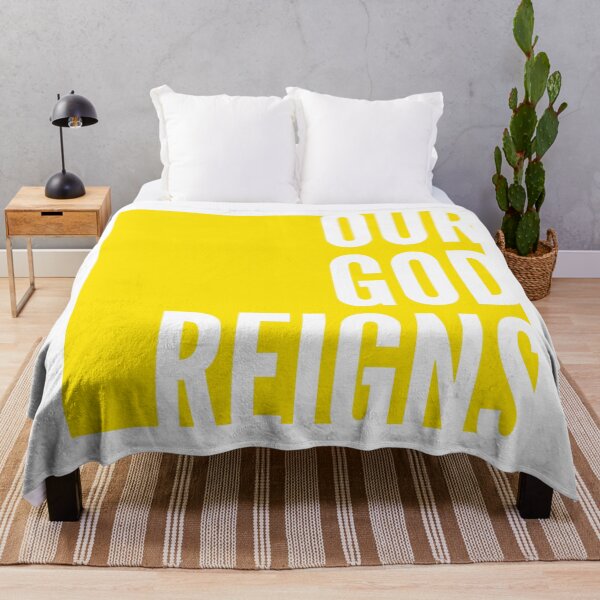 Item preview, Our God Reigns | White on Yellow designed and sold by WordsToArt.