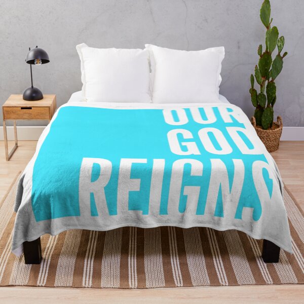 Item preview, Our God Reigns | White on Blue designed and sold by WordsToArt.