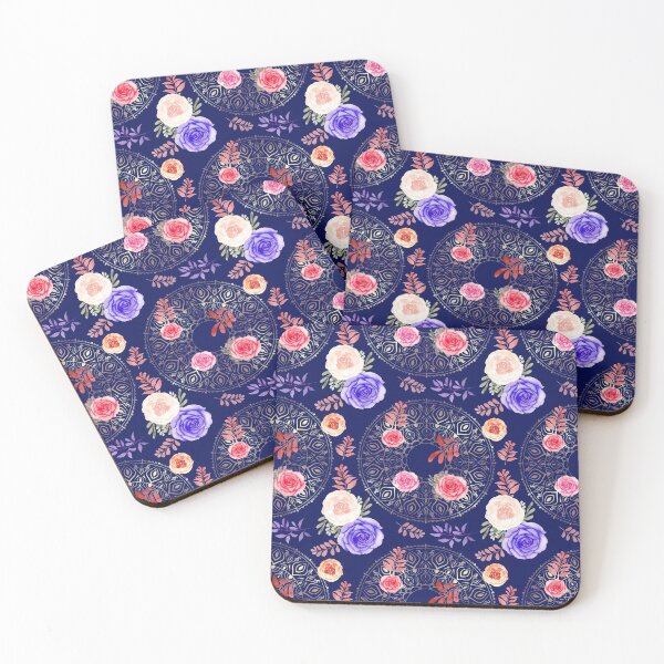 Item preview, Spring Mandalas and Roses Midnight Blue designed and sold by sandpaperdaisy.