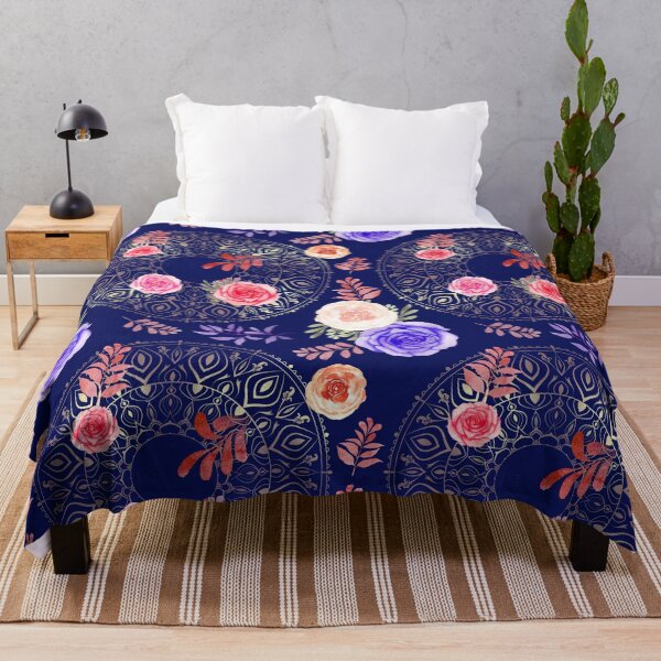 Aperçu de l'œuvre Mandalas printaniers et roses bleu nuit créée et vendue par sandpaperdaisy.