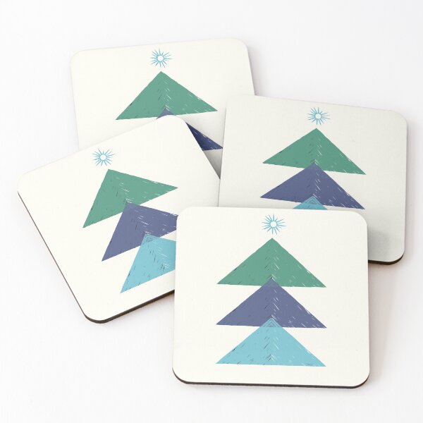 Item preview, Geometric Christmas tree (green, blue white background) designed and sold by MentaLee.
