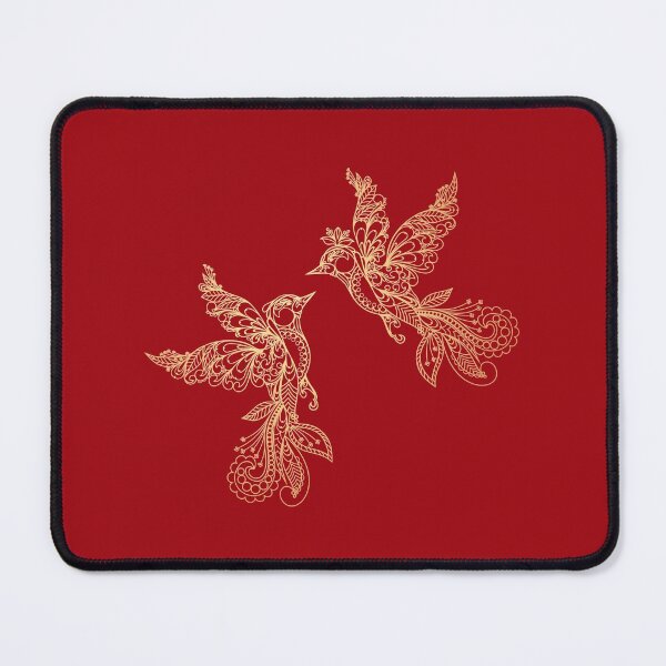 Item preview, Elegant Lovebirds - Christmas Red & Gold designed and sold by PawsitiveMum.
