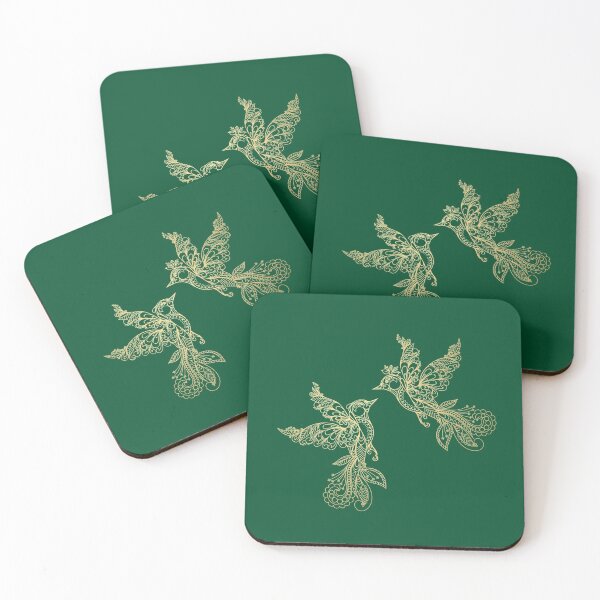 Item preview, Elegant Lovebird Couple - Christmas Green designed and sold by PawsitiveMum.