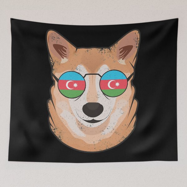 Item preview, Vintage Patriotic Shiba Inu Azerbaijani Flag designed and sold by feether-store.