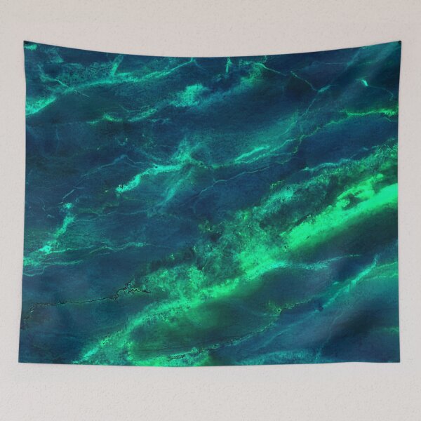 Item preview, Marble blue teal turquoise green abstract pattern designed and sold by cutecrazytshirt.