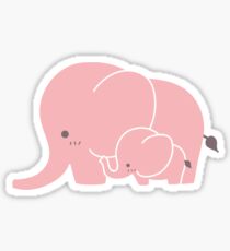 Pink elephant mother and baby Sticker