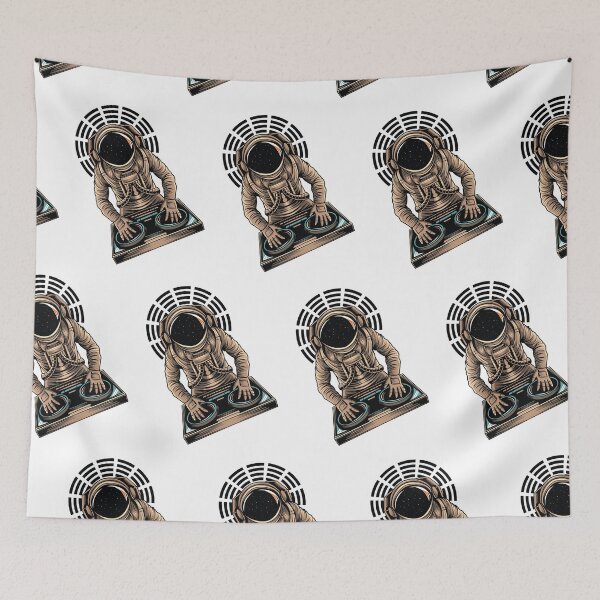 Item preview, Pattern of DJ astronaut playing at a party in space designed and sold by coffeeapparel.