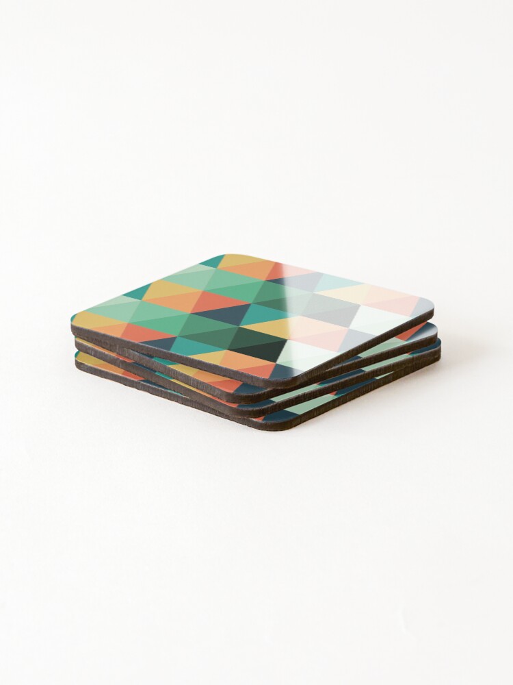 Thumbnail 4 of 5, Coasters (Set of 4), Colorful Triangle Pattern designed and sold by FridPix.