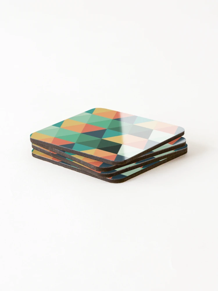 Thumbnail 4 of 5, Coasters (Set of 4), Colorful Triangle Pattern designed and sold by FridPix.