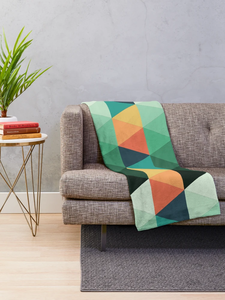 Thumbnail 2 of 6, Throw Blanket, Colorful Triangle Pattern designed and sold by FridPix.