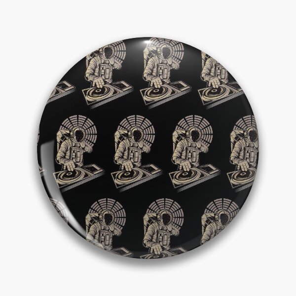 Item preview, DJ astronaut mixing at a party in space pattern black designed and sold by coffeeapparel.