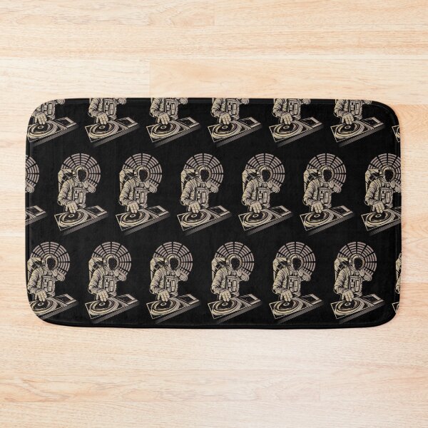Item preview, DJ astronaut mixing at a party in space pattern black designed and sold by coffeeapparel.