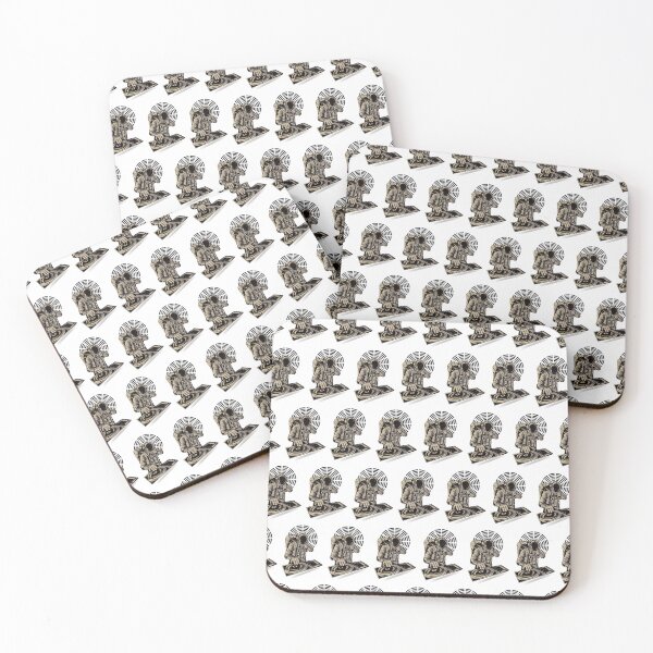 Item preview, DJ astronaut mixing musicat a party in space pattern whiite designed and sold by coffeeapparel.