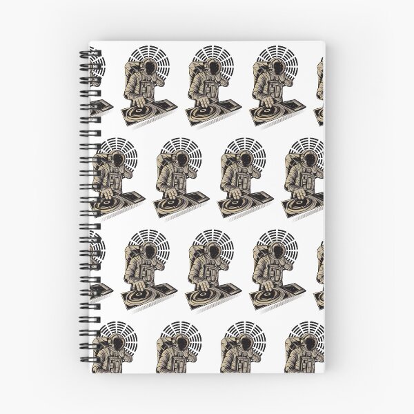 Item preview, DJ astronaut mixing musicat a party in space pattern whiite designed and sold by coffeeapparel.