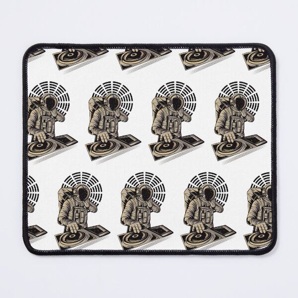 Item preview, DJ astronaut mixing musicat a party in space pattern whiite designed and sold by coffeeapparel.