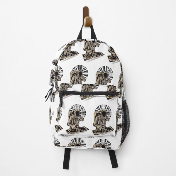 Item preview, DJ astronaut mixing musicat a party in space pattern whiite designed and sold by coffeeapparel.