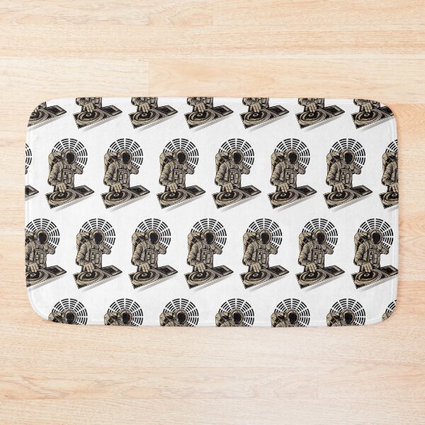 Item preview, DJ astronaut mixing musicat a party in space pattern whiite designed and sold by coffeeapparel.