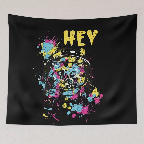Item preview, Colorful Cat Says Hey, yellow, pink and blue designed and sold by sama-stylish.