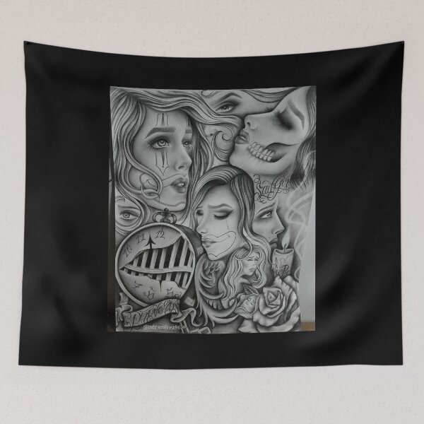 Item preview, Sad eyes chola clown , Chicano art , black and grey art designed and sold by Natdiaz96.