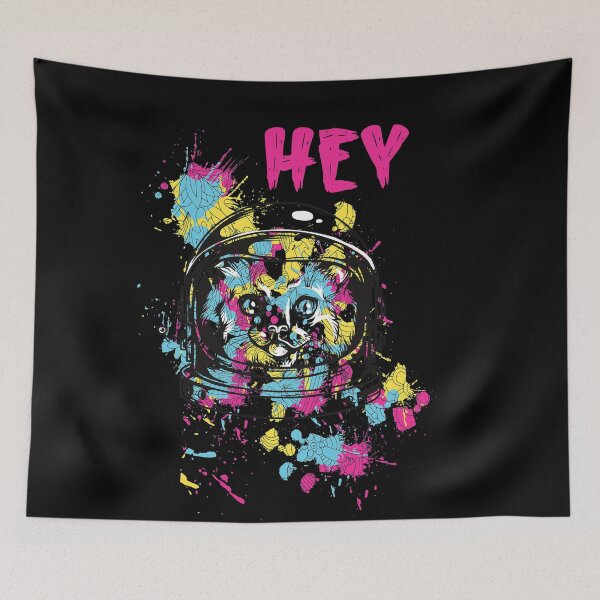 Item preview, Colorful Cat Says Hey, yellow, pink and blue designed and sold by sama-stylish.