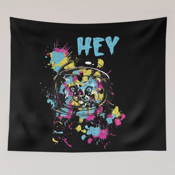 Item preview, Colorful Cat Says Hey, yellow, pink and blue designed and sold by sama-stylish.