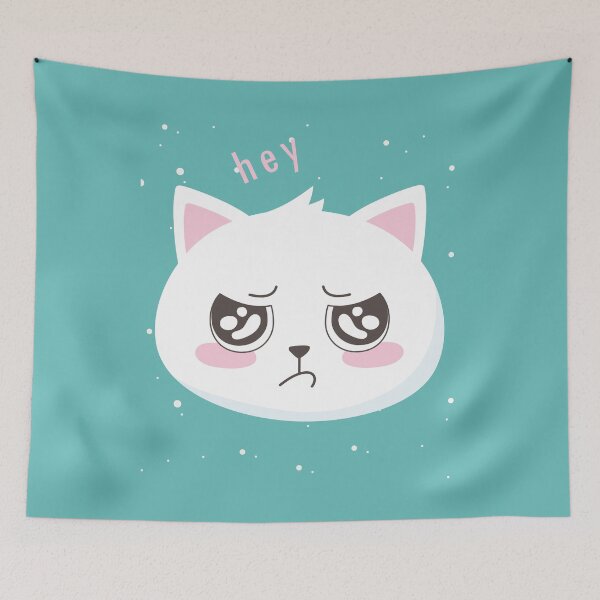 Item preview,  Cat Says Hey Pinky White Cat Cute  designed and sold by CandyLoo.