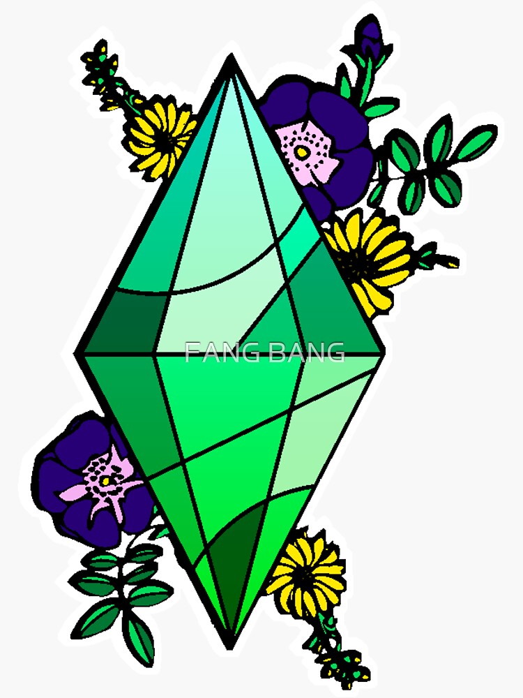 Stained Glass Plumbob With Flowers Sims Inspired Sticker By Cthulhus Kiss Redbubble