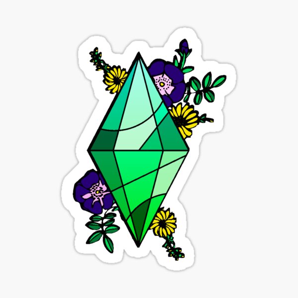 Stained Glass Plumbob With Flowers Sims Inspired Sticker By Cthulhus Kiss Redbubble