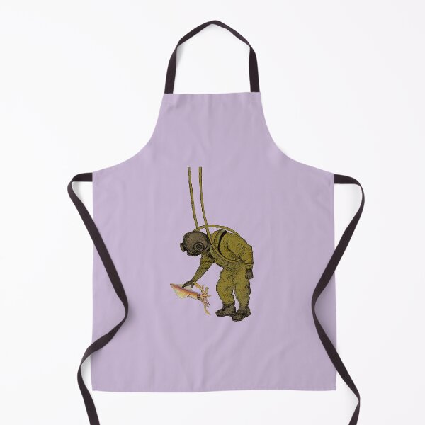 Item preview, Vintage Diver with Diving Helmet Petting a Large Squid URM designed and sold by urmaddad.