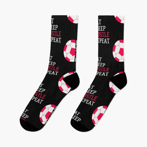 Item preview, Eat Sleep Hustle Repeat, Eat Sleep Ball Repeat, Soccer Player Print designed and sold by Auntieck.