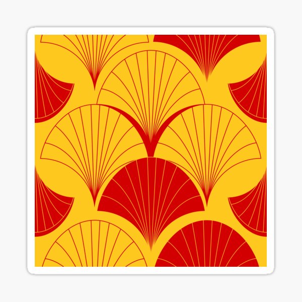 Item preview, Asian Art Deco Red And Yellow Fan Pattern designed and sold by DEC02.