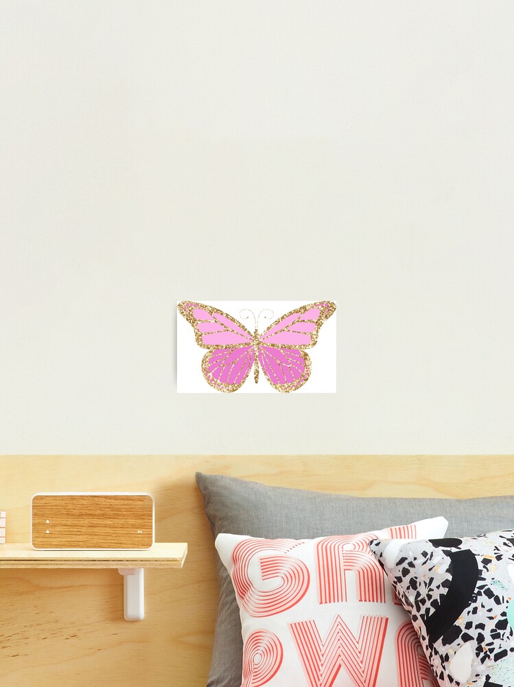 Butterfly Pink Gold Glitter Sparkles Art Board Print for Sale by Simplyy  Unique