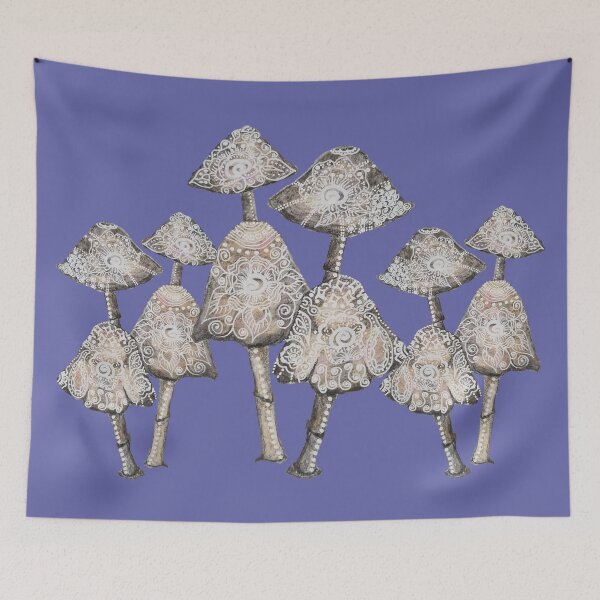 Item preview, Periwinkle Blue Batik Mushrooms  designed and sold by batikandesigns.